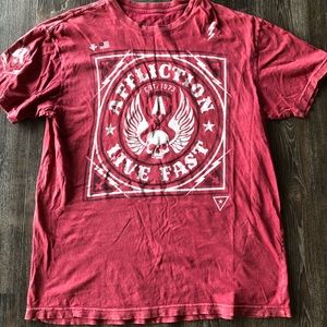 Red washed affliction Tee. Size extra large.